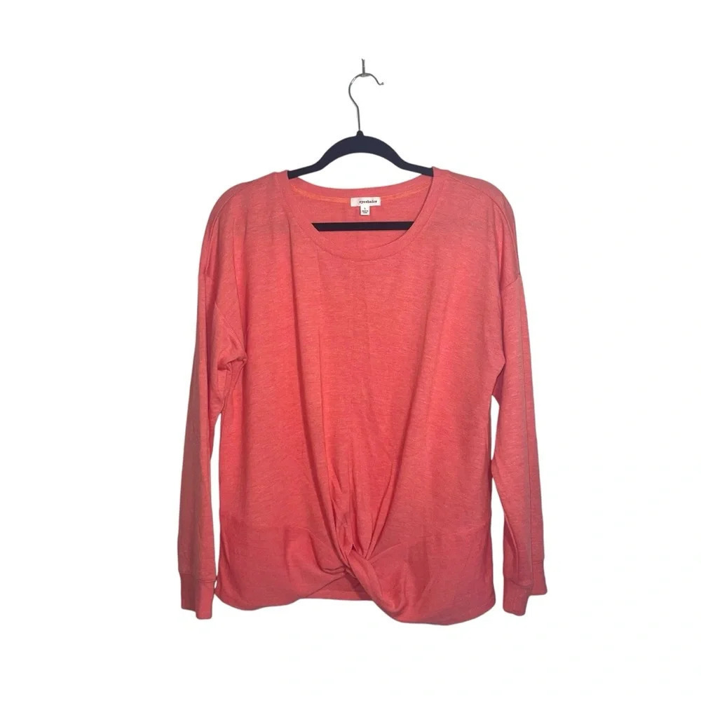 Eyeshadow Peach Pink Twist Knot Front Contrast Hem Sweatshirt Large Women’s